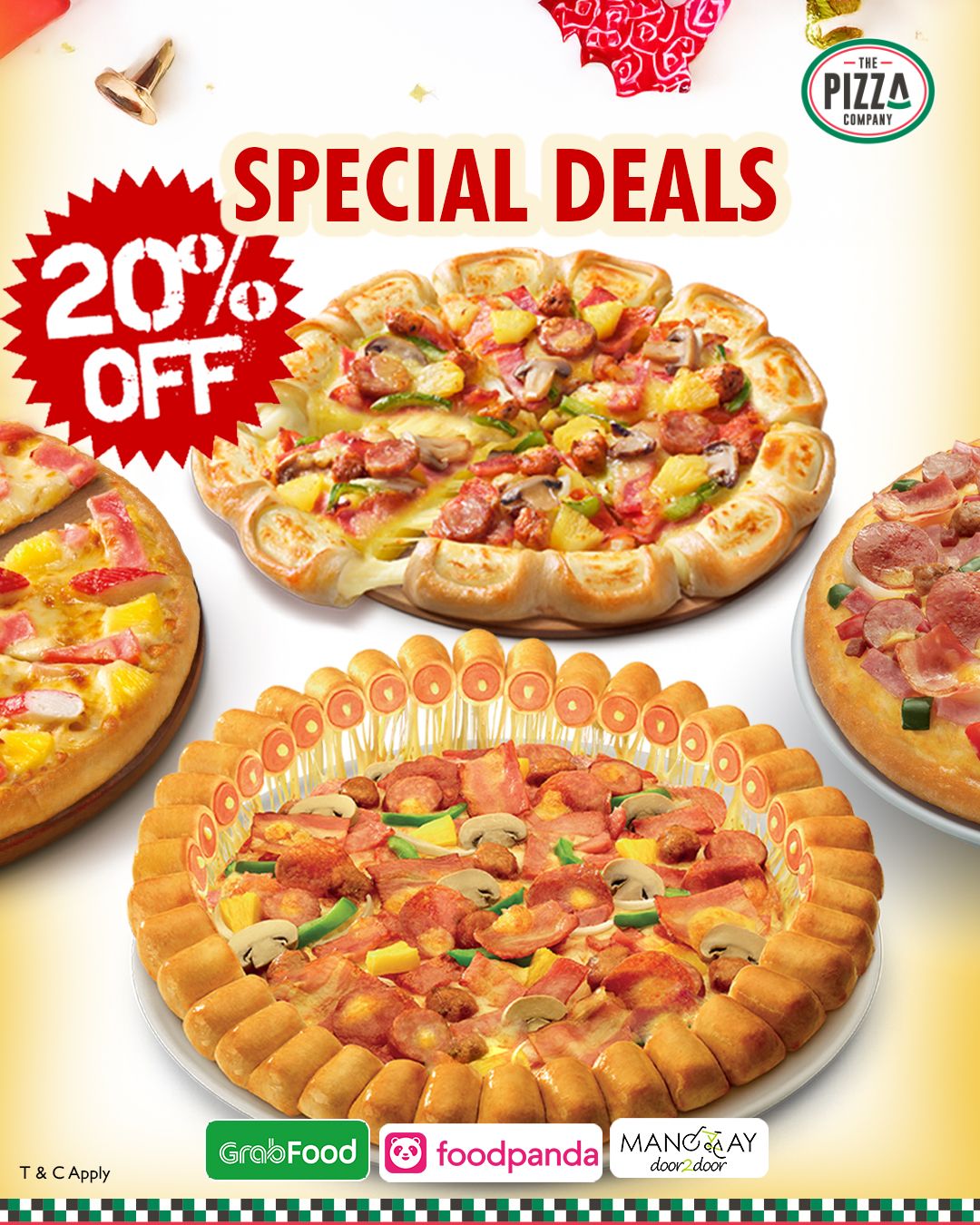 20% Off Pizza On Food Panda, Grab Food, Mandalay Door To Door