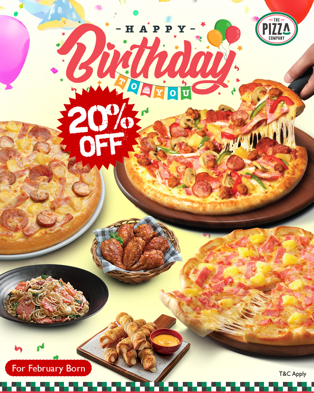 Pizza A La Carte Menu At 20% Off For February Born